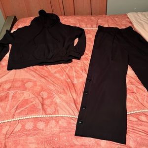 Who What Wear hooded sweatshirt (sz L)/ High Rise wide leg pants (sz M)